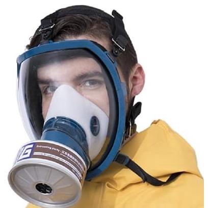 Full Face Gas Mask Single Respirator c/w Carbon Active Filter Tank